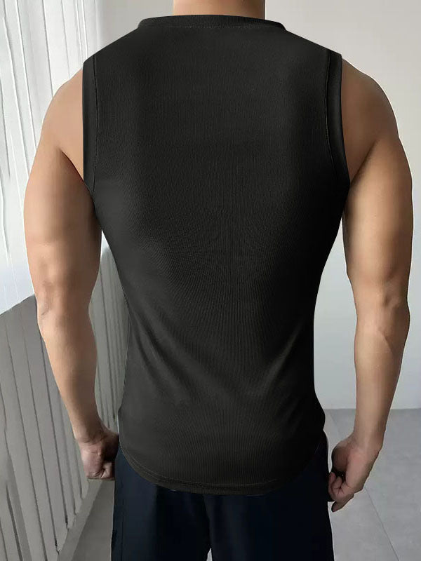 Mens Solid Textured V-Neck Tank SKUL04413