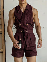 Mens Casual Office Solid Color Sleeveless Jumpsuit SKUK61650