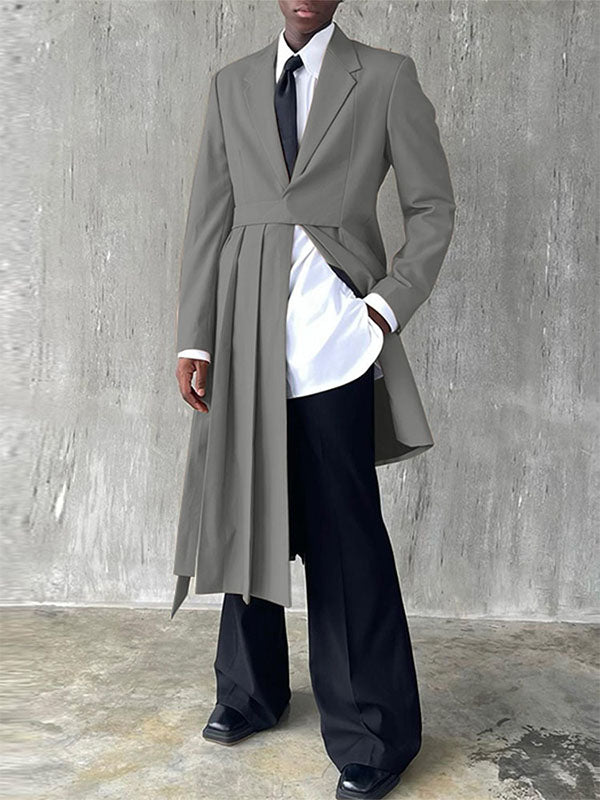 Mens Asymmetrical Hem Long-Sleeve Blazer SKUK76985