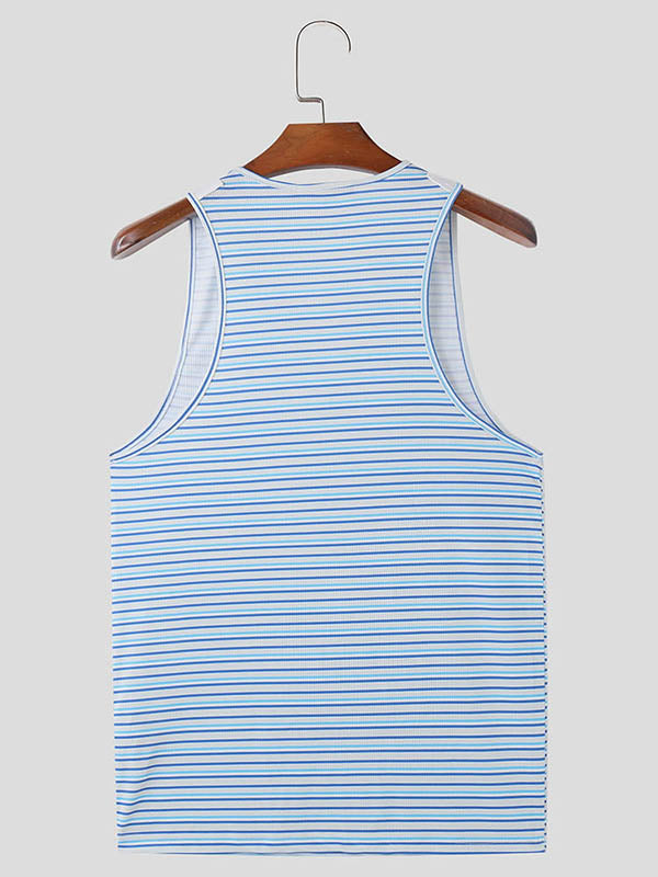 Mens Metal Strap Design Striped Sleeveless Tank SKUK69183