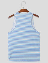 Mens Metal Strap Design Striped Sleeveless Tank SKUK69183