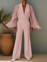 Men's Chiffon Sheer Patchwork Two Pieces Outfit SKUL36607