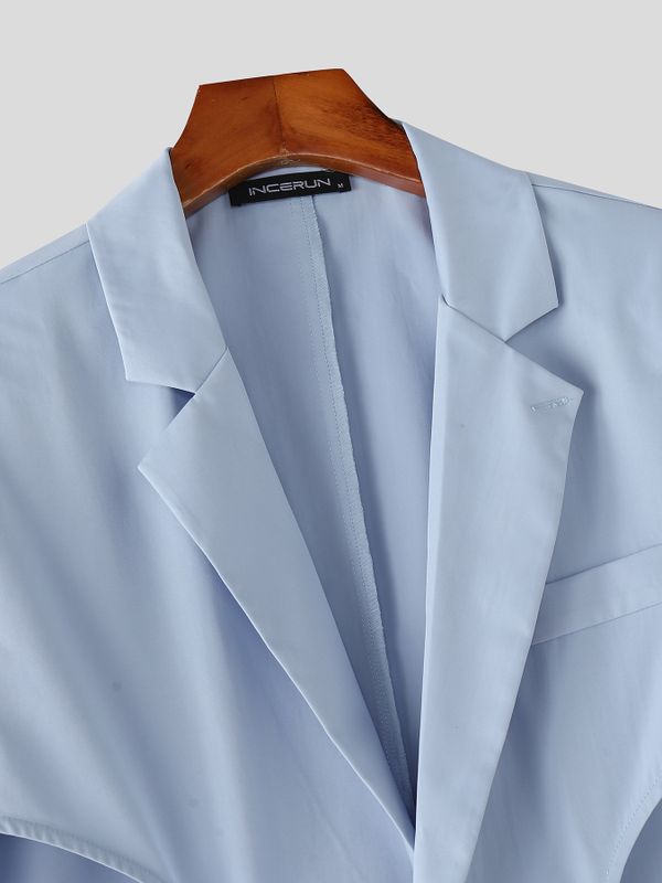 Men's Deconstructed Waist Cut Out Short Sleeve Blazer SKUL57674