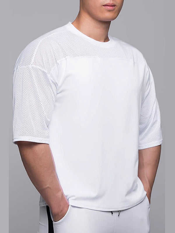 Mens Hollow-Out Mesh Sheer Half Sleeve T-Shirt SKUK99037