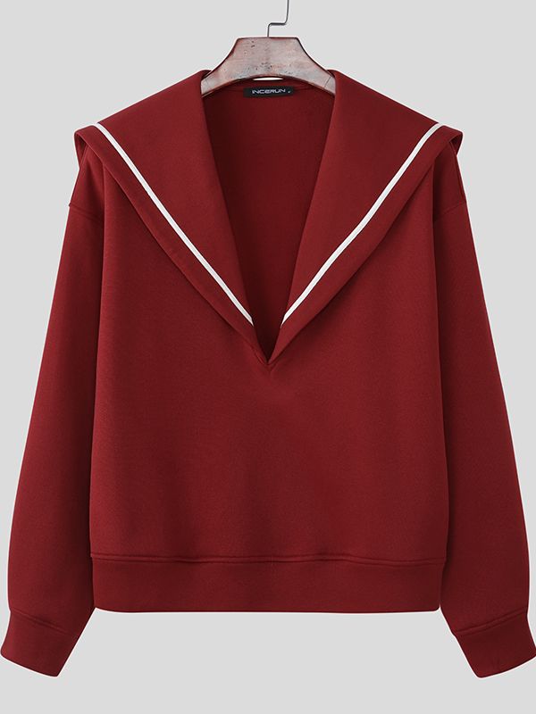 Men's Casual Sailor Collar Long Sleeve Shirt SKUL47803