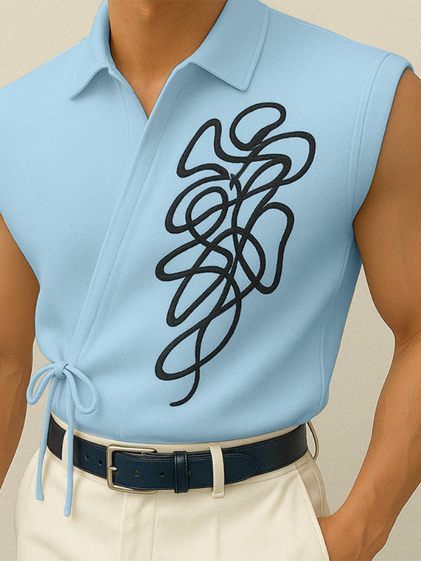 Men's Asymmetrical Placket Tie Casual Tank SKUL15370