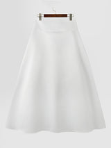 Mens Solid Color Waist-Tie Satin Skirt SKUL06532