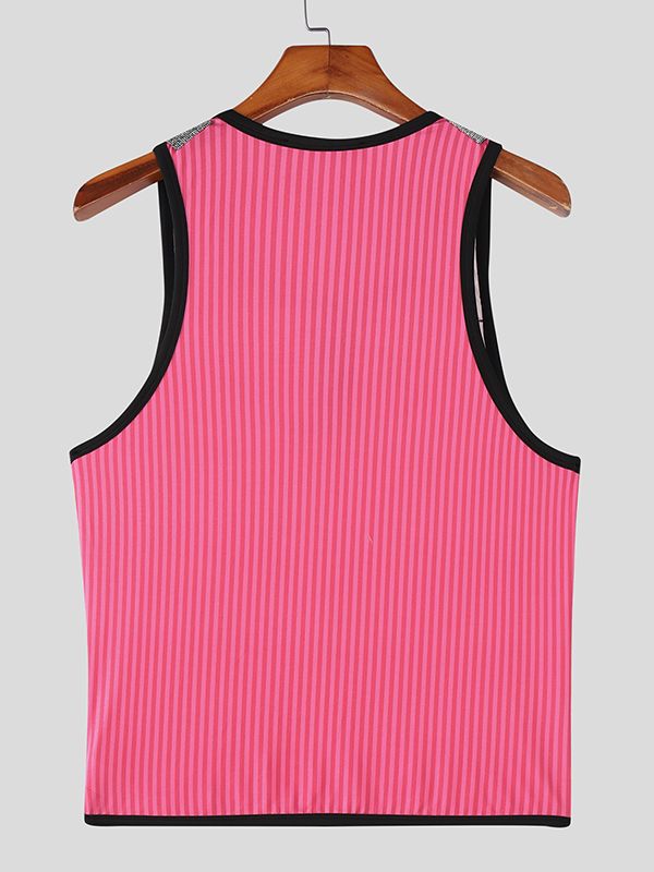 Men's Knit Striped Half Zipper Tank SKUL47998