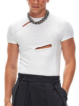 Men's Cut Out Design Short Sleeve T-shirt SKUL54436