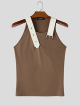 Men's Y2K Avant-Garde Asymmetrical Buckle Strap Muscle Fit Tank SKUL78147