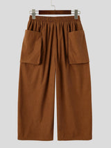 Men's Japanese Vintage City Walk Big Pocket Corduroy Wide-Leg Pant SKUL85230