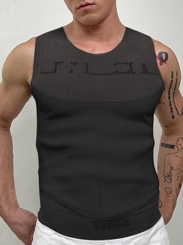 Mens Color-Blocked Sheer Tank SKUK96870