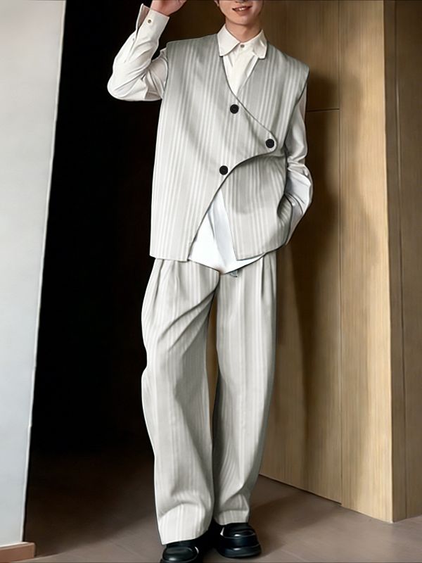 Men's Striped Irregular Two Pieces Outfit SKUL37251