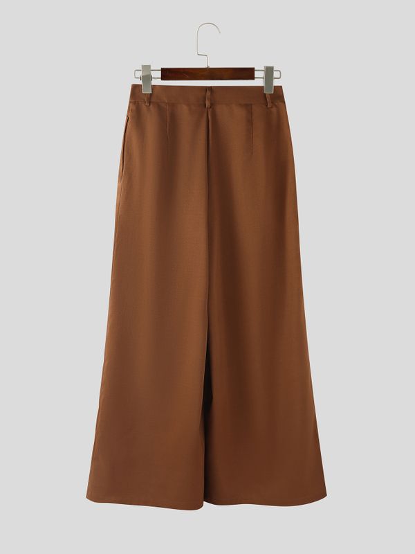 Men's Solid Color Loose Wide Leg Long Pant SKUL53968