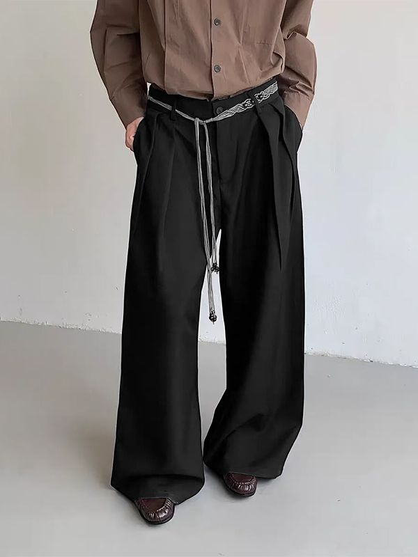 Men's Solid Wide Leg Casual Pant SKUL35234