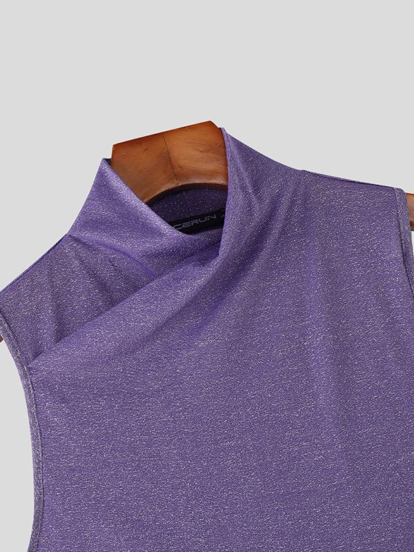 Men's Shiny Solid Color Slim Fit Tank SKUL51878