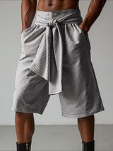 Mens Striped Tie Waist High-Waisted Casual Short SKUL20171