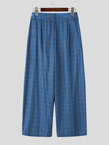 Men's Solid Color Plaid Wide Leg Pant SKUL22462