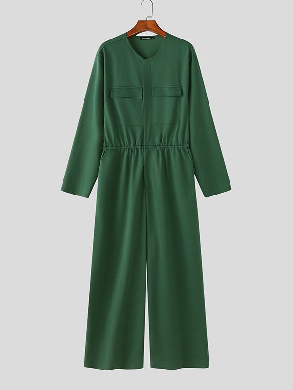 Men's 3D Pocket Loose Long Sleeve Jumpsuit SKUL50058