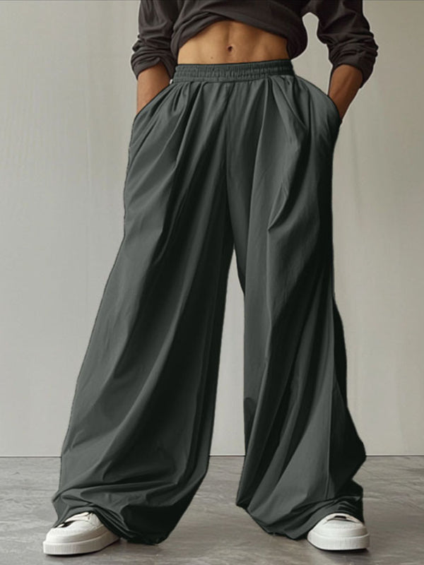 Mens Solid Color Wide Leg Casual Pant SKUL16630
