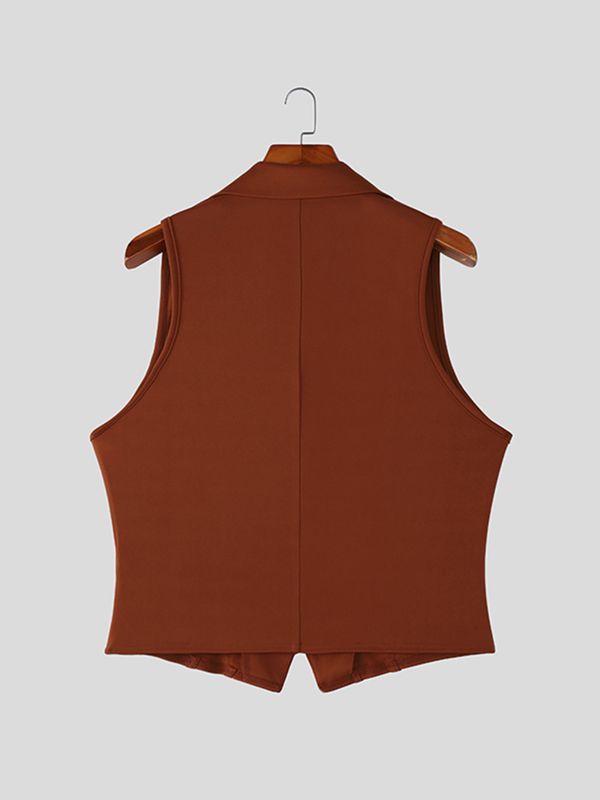 Men's Avant-Garde Asymmetric Notch Lapel Integrated Tie Deconstructed Tank SKUL63097