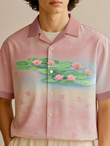 Men's Lotus Print Short Sleeve Shirt SKUL17013