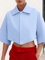 Men's Solid Color Wide Cuff Cropped Casual Shirt SKUL45372