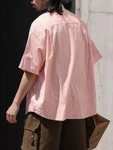 Mens Solid Color Striped Short Sleeve Shirt SKUL17881