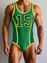 Men's Number Print Colorblock Bodysuit SKUL22306