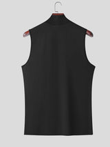 Men's Sexy Party Gothic Cross Lace Mesh Cutout Muscle Slim Sleeveless Mock Neck Tank SKUL78985