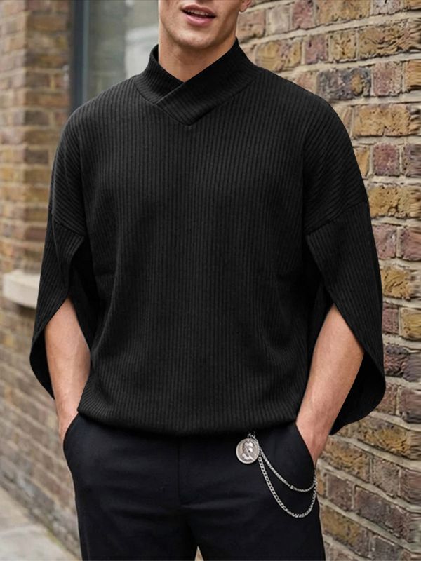 Men's Casual Knit Textured Ribbed 3/4 Length Sleeve T-shirt SKUL51725