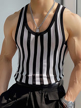 Mens Casual Striped Slightly Sheer Knit Tank SKUK70408