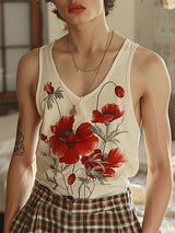 Mens Floral Print V-Neck Tank SKUK70387