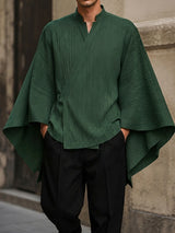 Men's Avant-Garde Early Autumn Cross Wrap Flare Sleeve Shirt SKUL81156