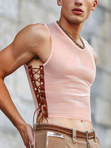 Mens Sheer Side Cutout Cropped Tank SKUL10655