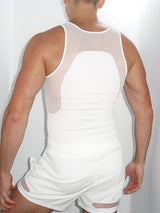 Men's Sheer Mesh Patchwork Two Pieces Outfit SKUL22474