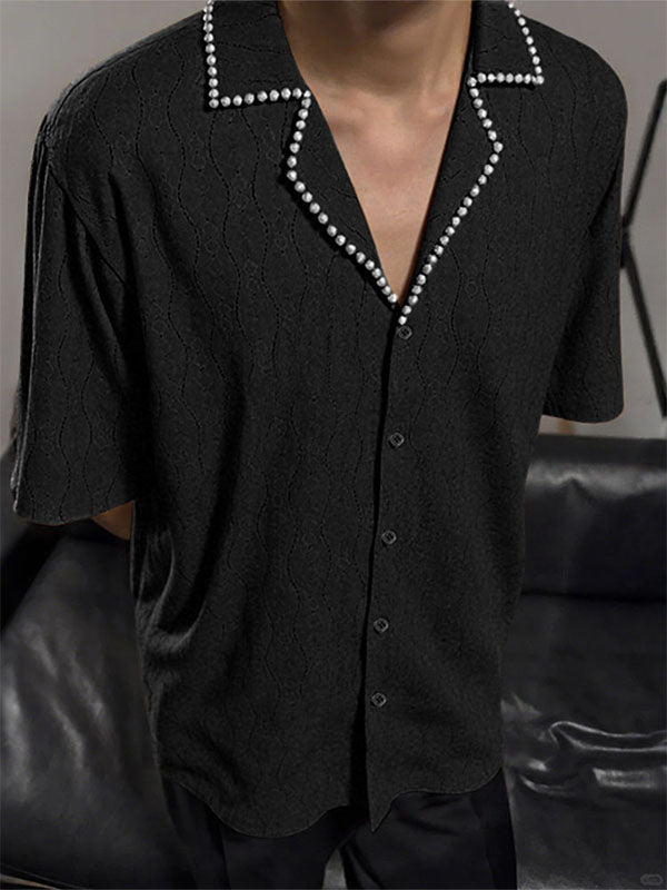 Mens Solid Color Casual Short Sleeve Shirt SKUL13968