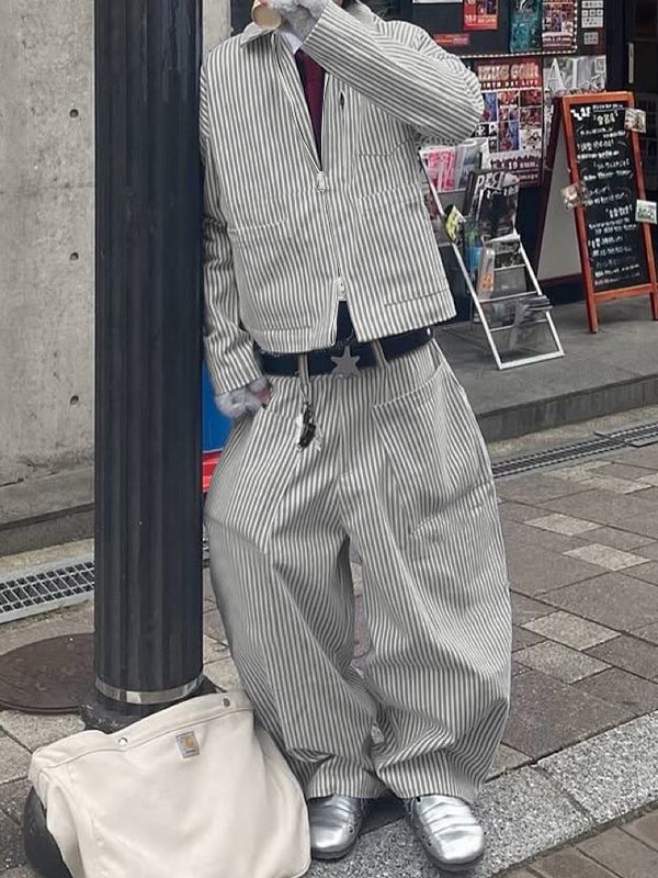 Men's Striped Casual Two Pieces Outfit SKUL40302