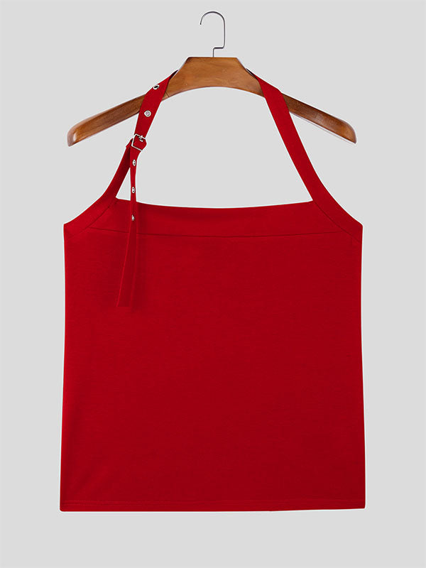 Mens Solid Color Halter Sleeveless Tank SKUK91722