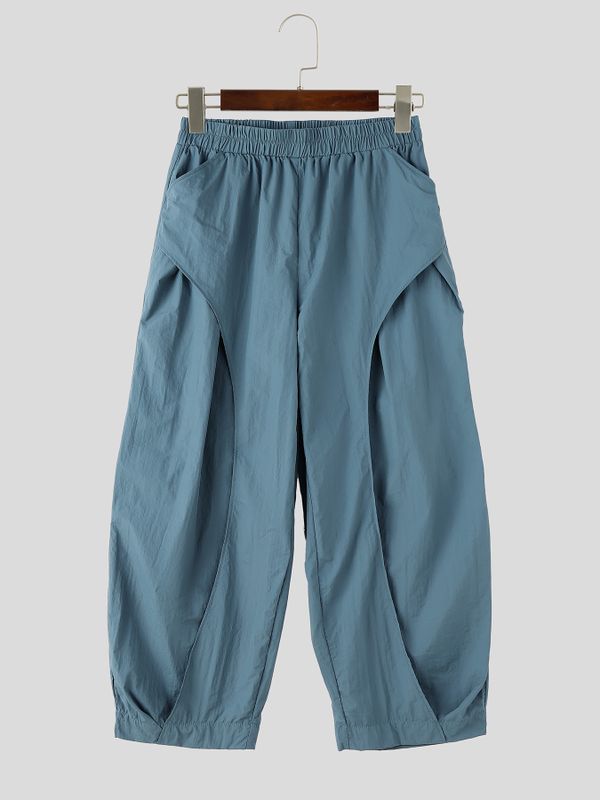 Men's Harajuku Streetwear Oversized Baggy Curved Pleated Elastic Waist Pant SKUL66153