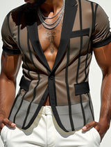 Mens Sheer Striped Short Sleeve Blazer SKUL03124