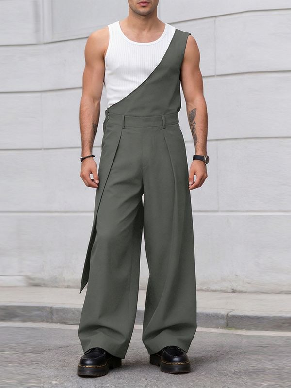Men's Solid Color One Shoulder Jumpsuit SKUL57662