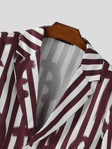 Men's Colorblock Letter Print Striped Long Sleeve Blazer SKUL28382