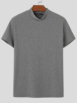 Mens Knit Textured Short Sleeve T-Shirt SKUK74921