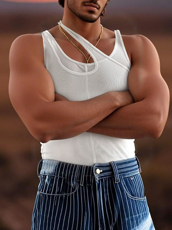 Men's Sheer Double Layer Mesh Casual Tank SKUL15174