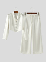 Men's Solid Color Cropped Casual Two Pieces Outfit SKUL28227