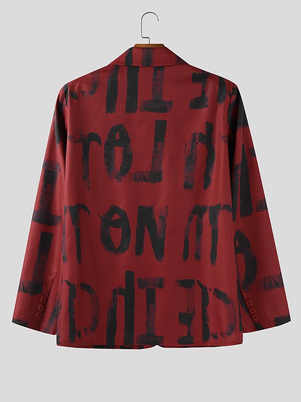 Men's Letter Print Long Sleeve Blazer SKUL37516