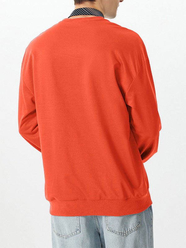 Mens U-Print Crew Neck Long Sleeve Hoodie SKUK79550