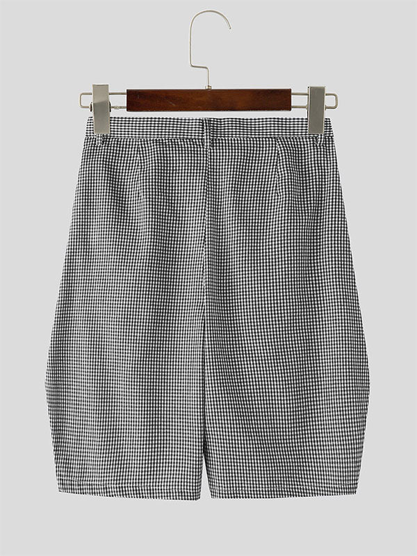 Mens Plaid Wide Leg Casual Short SKUL12476