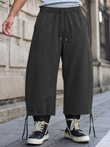 Men's Streetwear Wide Leg Drawstring Hem Crop Pant SKUL62104
